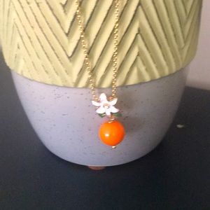 Enamel/bead necklace w/ rhinestone